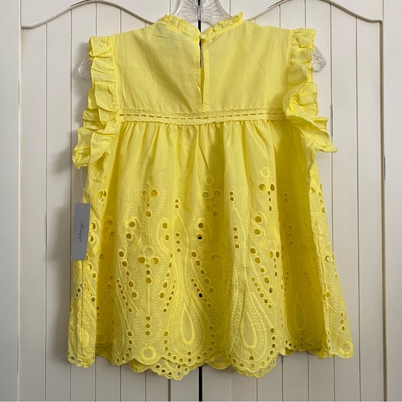 Honey & T Yellow Eyelet & Lace Babydoll Top Sleeveless High Neck Size Small NWT - Picture 5 of 12